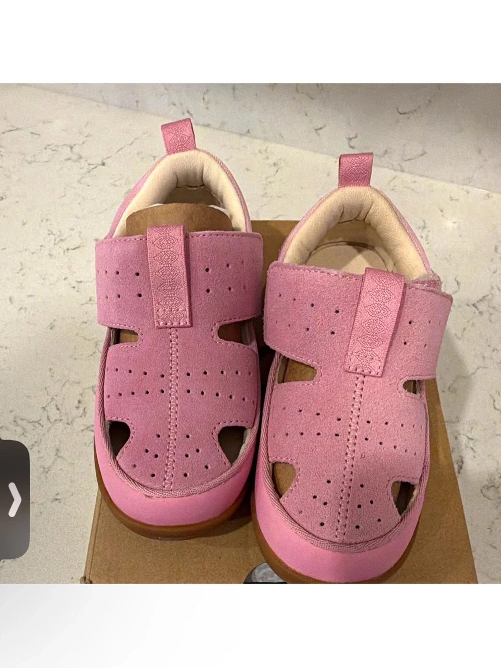 UGG Kids Pink Suede Closed-Toe Sandals